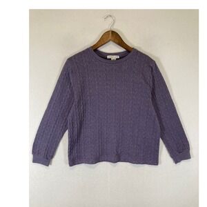 Cottagecore Hasting & Smith Women PL Purple Textured Diamond Cable Knit Top
